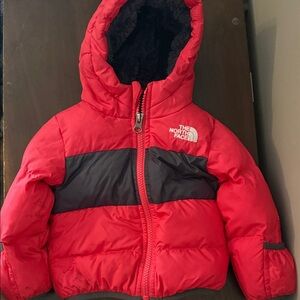 The North Face Red Jacket with Black Chest Panel - Kids